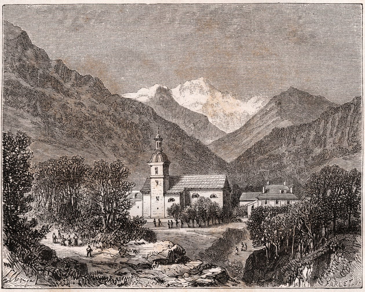 Brides-les-Bains - Savoie - Gravur in „France illustrée: Geographie, Geschichte, statistische Verwaltung“ von V.A. Malt-Brown. 1884 von French School