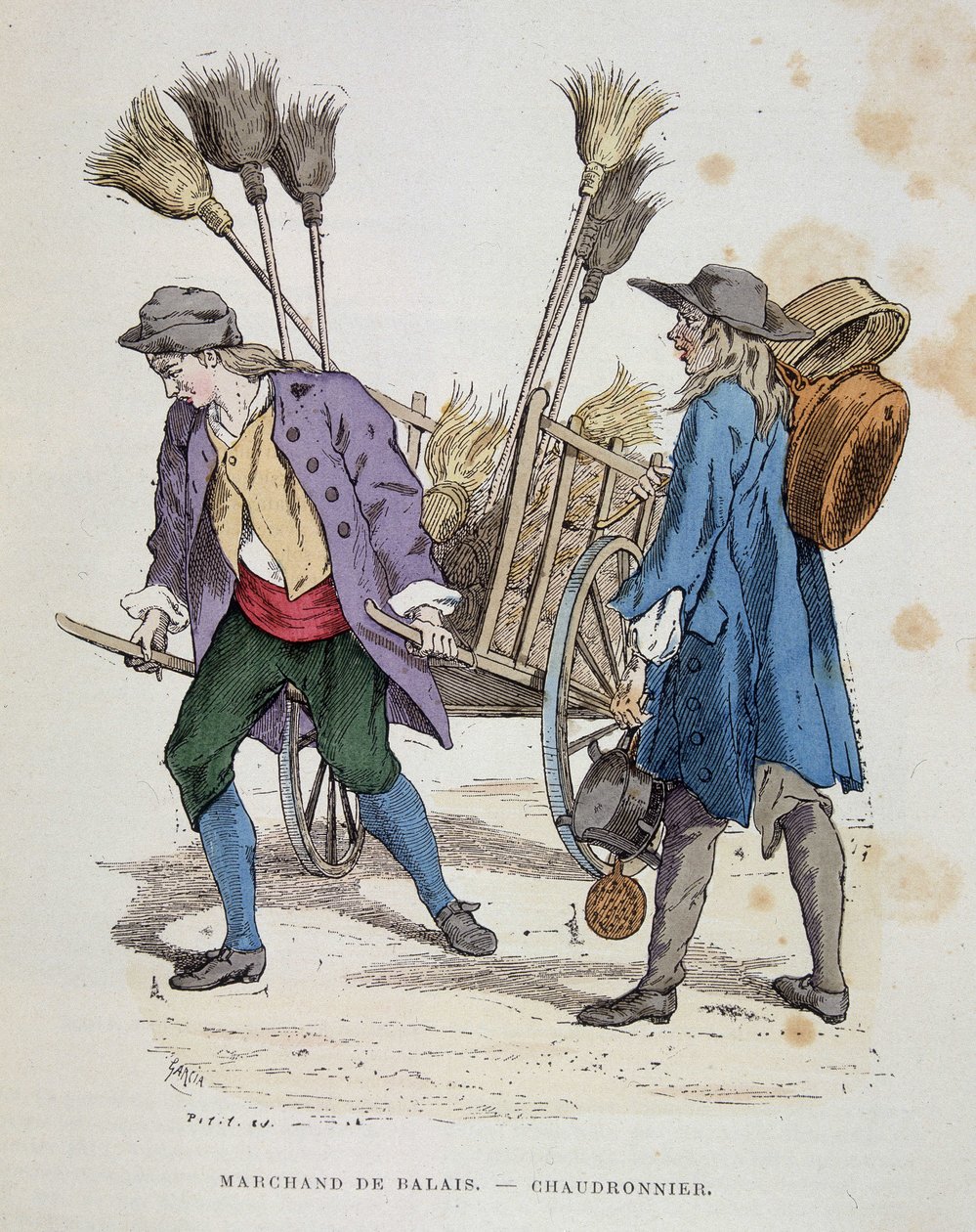 Besenhändler und Kesselschmied - in „Die Kostüme von Paris durch die Jahrhunderte“ von French School