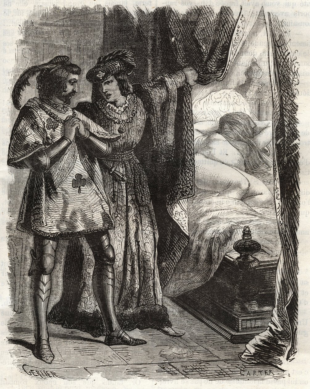 Indem er eine Tür öffnete, zeigte er dem Ehemann seine eigene Frau, die nackt lag. Louis I. von Valois, Herzog von Orleans (1372-1407), ließ Raoul d