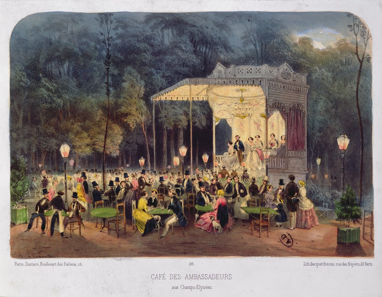 Cafe des Ambassadeurs, Champs-Elysees, ca. 1850 von French School