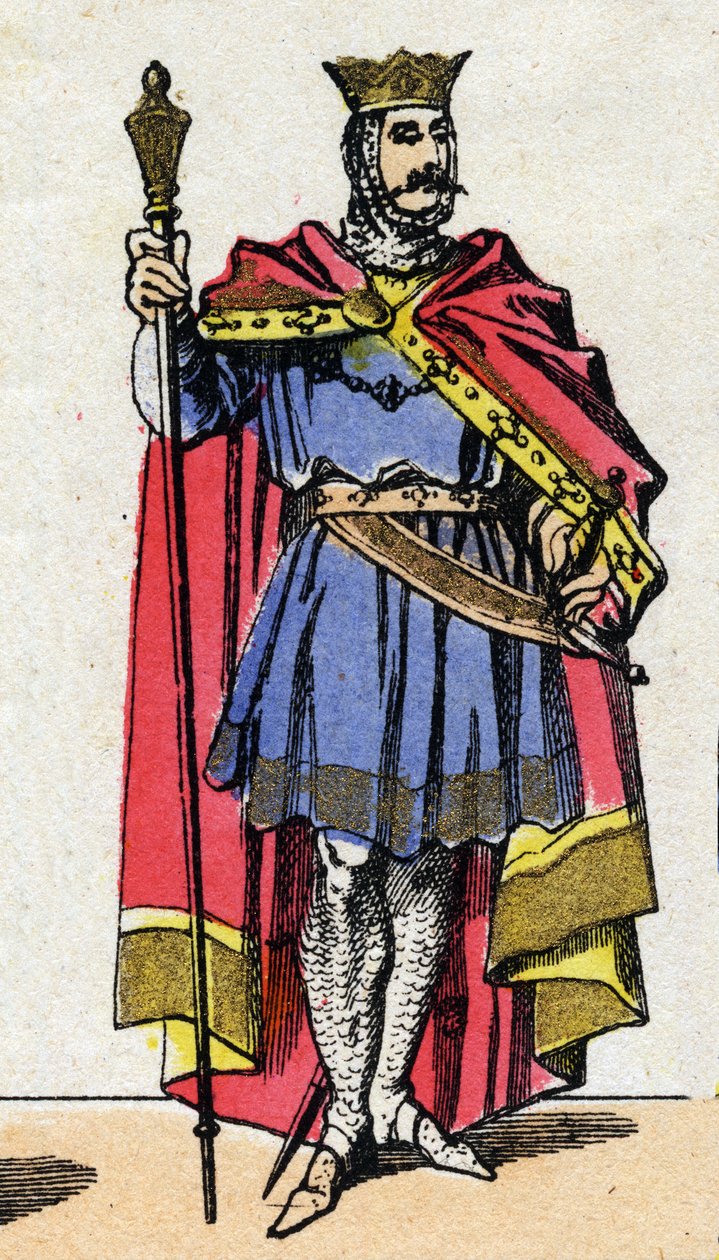 Kapetingische Dynastie: Porträt von Hugo Capet (940-996), König der Franken von 987 bis 996. Epinal-Bild aus dem späten 19. Jahrhundert. Private Sammlung von French School