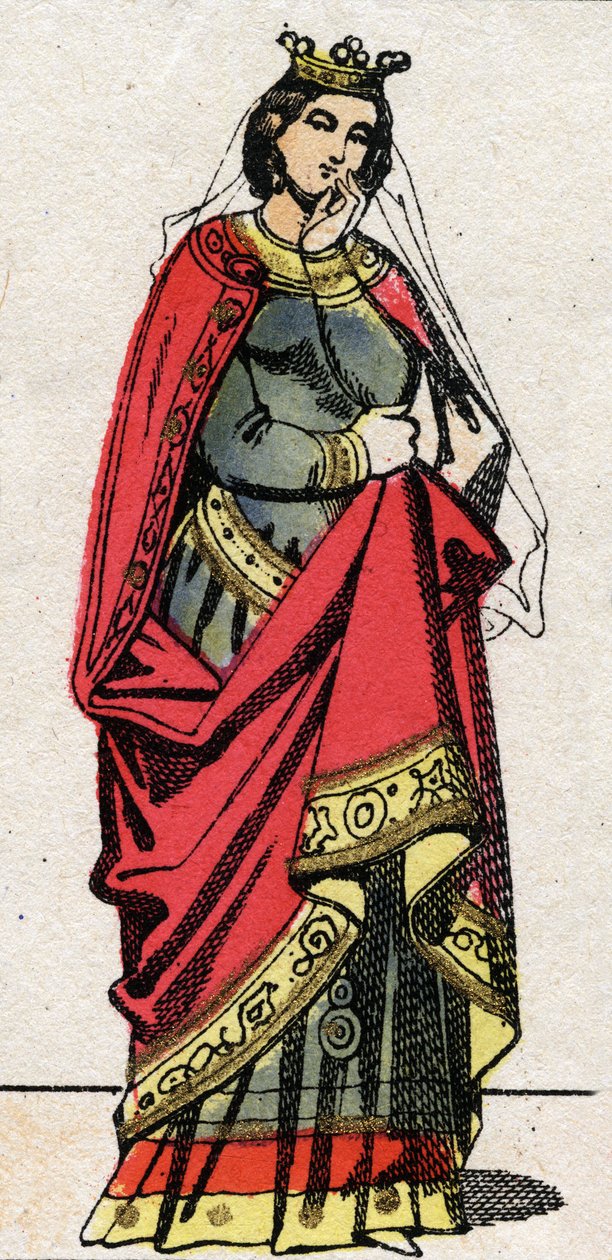 Karolingische Dynastie: Porträt von Adelheid von Friaul (oder Aelis, ca. 850-901), Königin der Franken, Ehefrau von Ludwig II. der Stammler (846-879). Epinal-Bild Ende des 19. Jahrhunderts. Private Sammlung. von French School