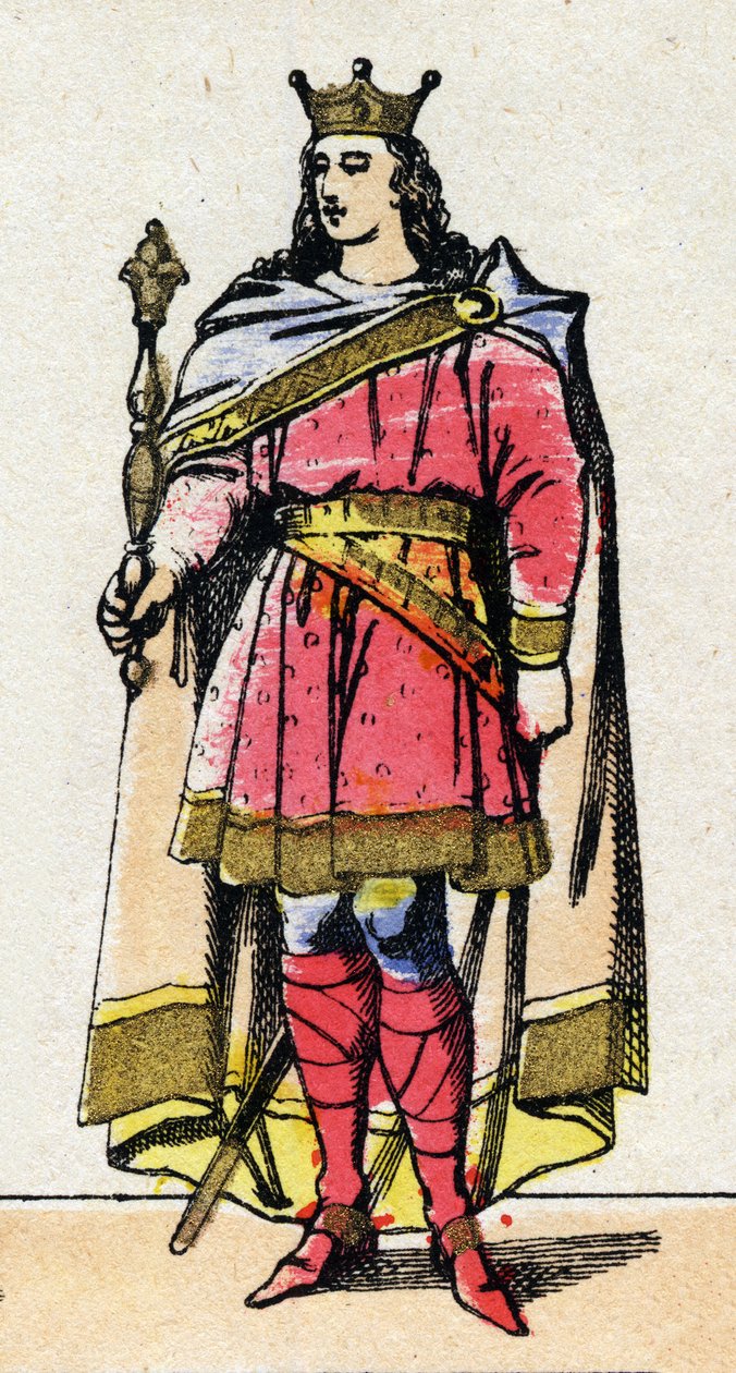Karolingische Dynastie: Porträt von Ludwig V genannt der Faule (967-987), König der Franken von 986 bis 987. Epinal-Bild aus dem späten 19. Jahrhundert. Private Sammlung von French School