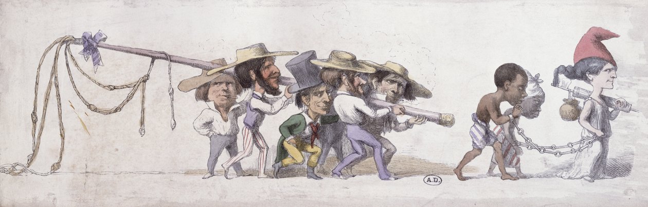 Karikatur, die Frankreich als Sklavenhändler seiner Kolonien darstellt, ca. 1845-48 von French School
