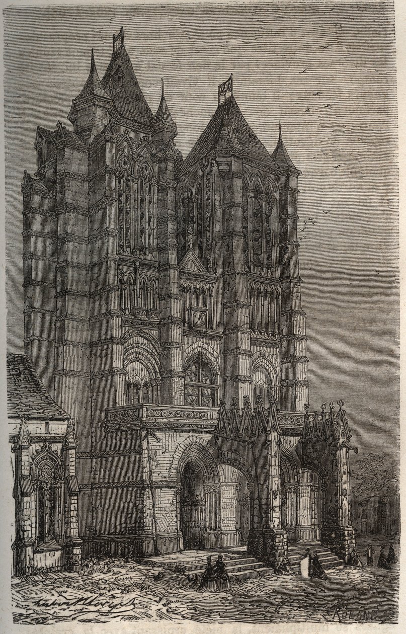 Kathedrale Notre-Dame de Noyon in der Oise, Picardie - Gravur in „Histoire de France“ von Victor Duruy (1811-1894) - 1882 von French School