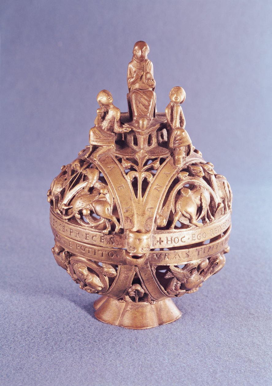 Weihrauchfass mit einem Engel, umgeben von drei jungen Hebräern, Tournai von French School