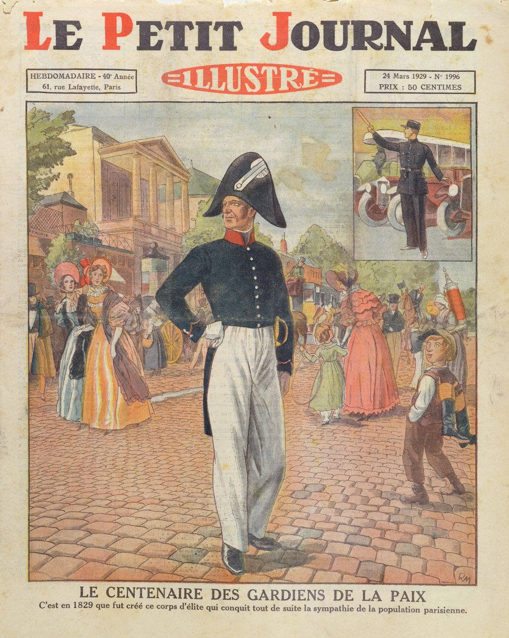 Hundertjahrfeier der Gardiens de la Paix, Titelillustration von Le Petit Journal, 24. März 1929 von French School