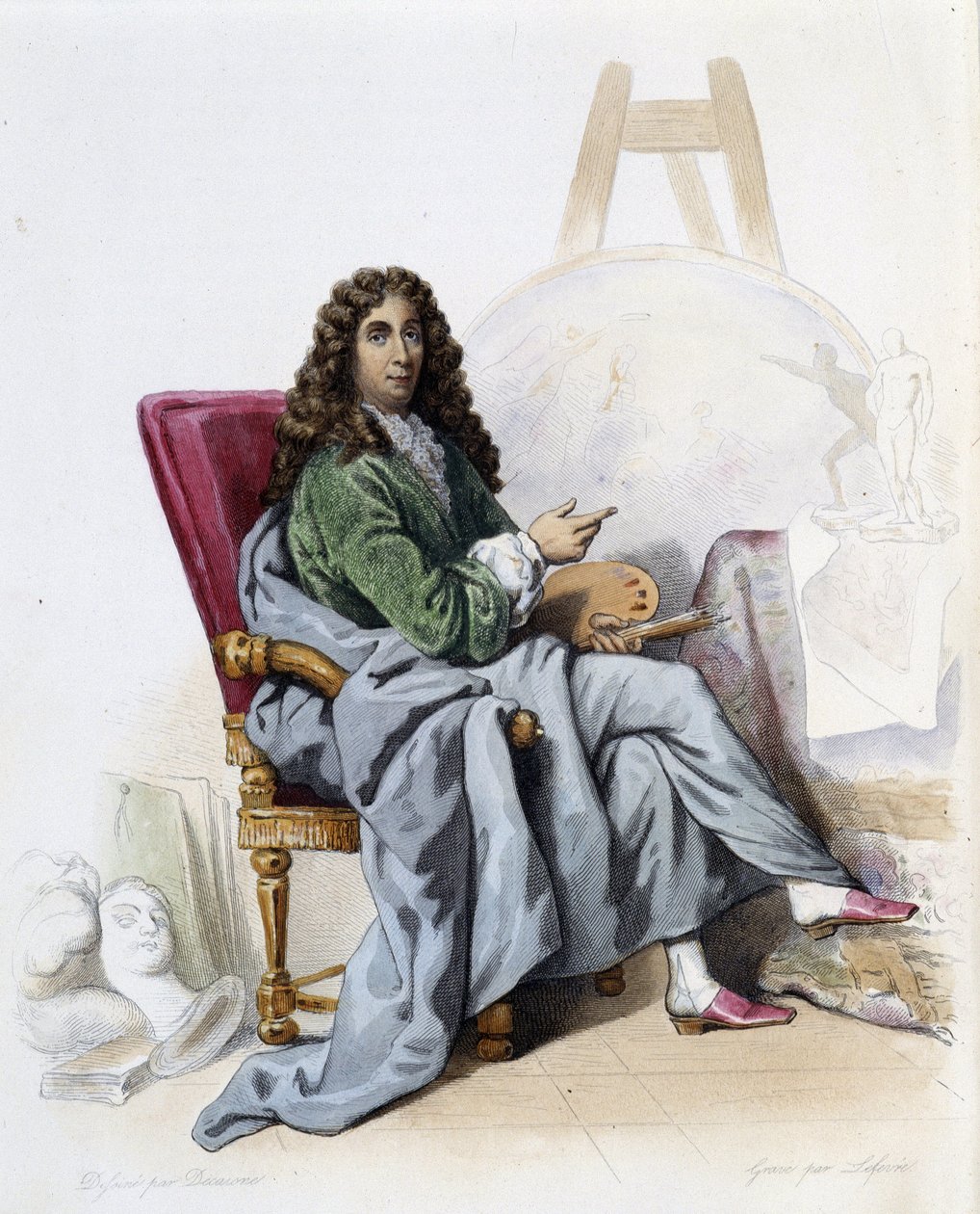 Charles Lebrun (Le Brun) (1619-1690) französischer Maler und Dekorateur - in „Le Plutarque français“, von Mennechet, Paris von French School