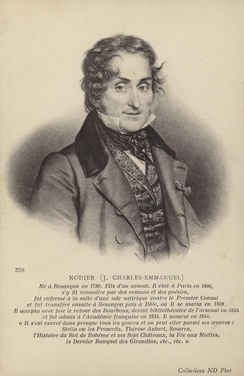 Charles Nodier (1780-1844), französischer Romanautor und Erzähler von French School