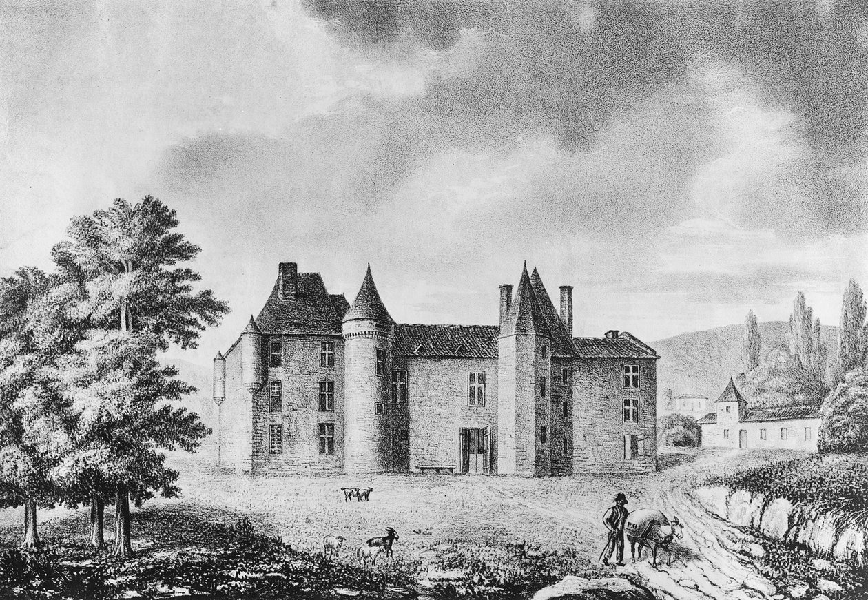 Chateau de Montaigne, Dordogne (Stich) von French School