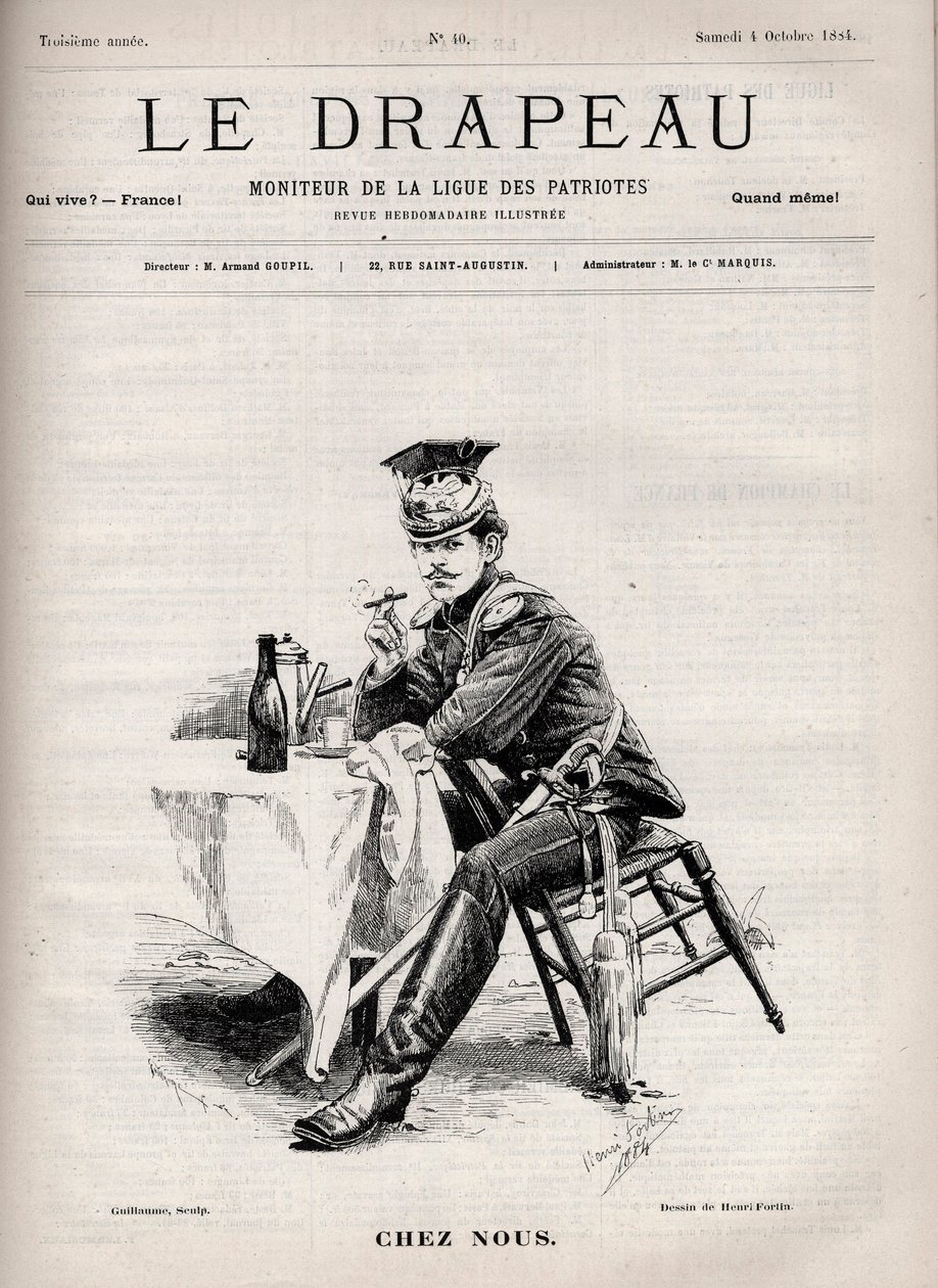 Chez Nus - Titelblatt von „Die Flagge - Monitor der Liga der Patrioten“ - 4. Oktober von French School