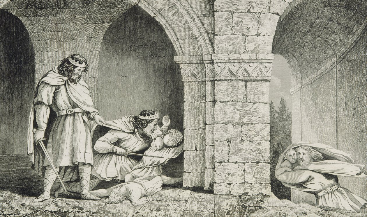 Childebert I. (ca. 498-588) beim Mord an den Erben seiner Brüder, aus 