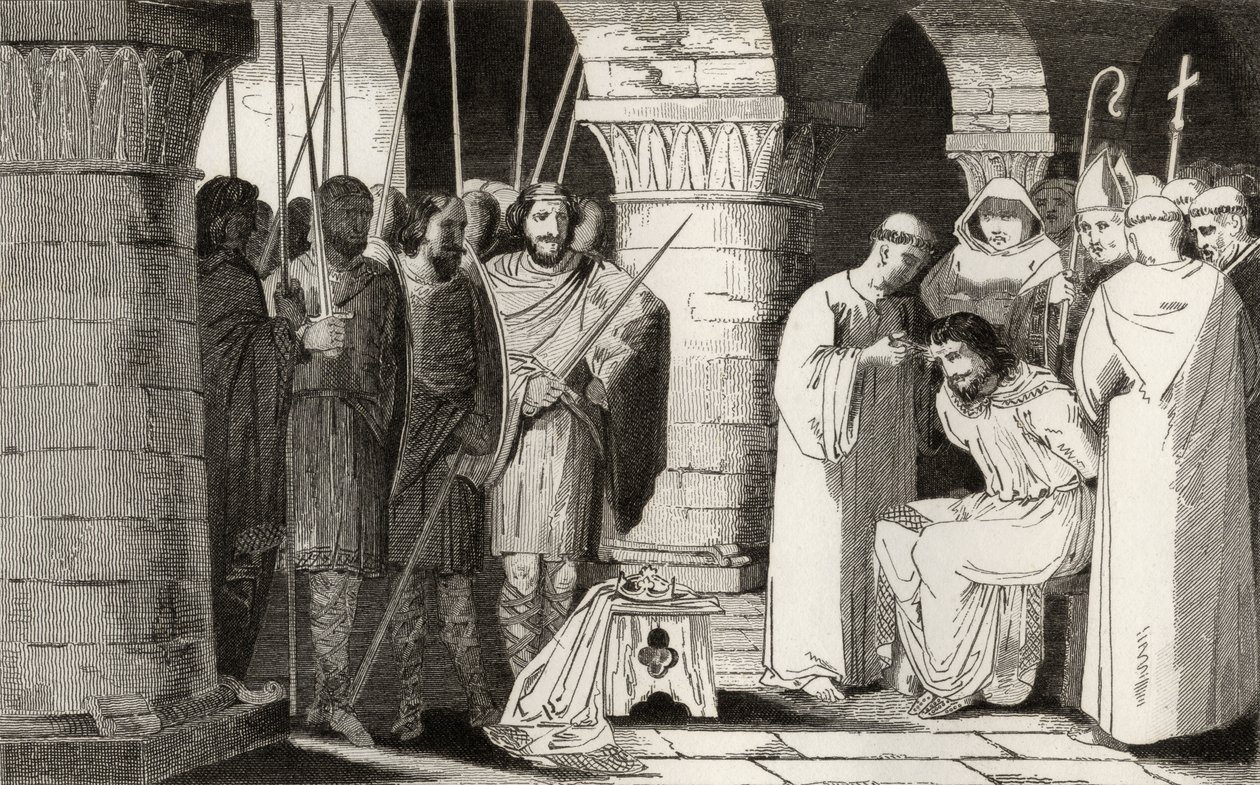 Childerich III. (714-51) wird entthront und in ein Kloster verbannt, aus 