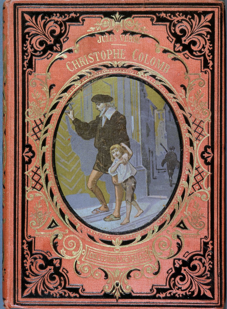 Christoph Kolumbus (Cristoforo Colombo) und ein Kind - in „Christoph Kolumbus“ von Jules Verne, ed. Hachette von French School