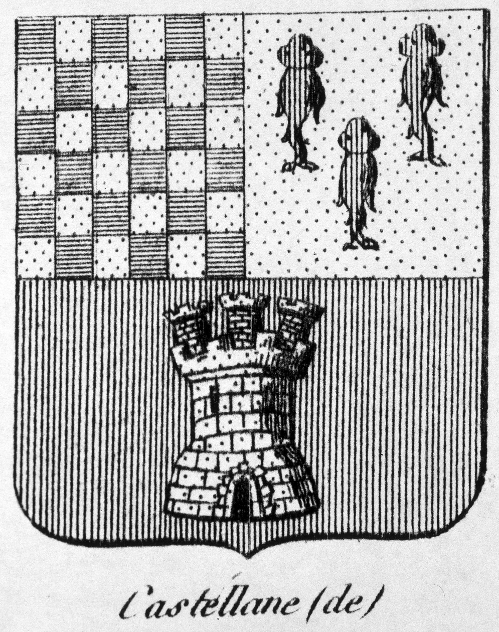 Wappen von Castellane - in „Das allgemeine Wappenbuch des französischen Kaiserreichs“ von Henry Simon von French School