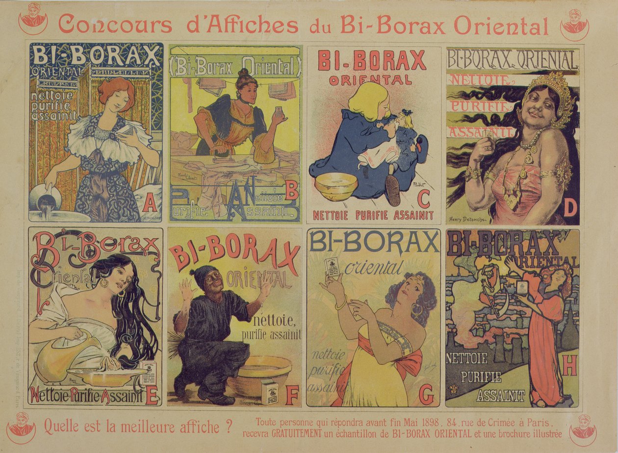 Wettbewerb für das beste Plakat zur Werbung für das französische Reinigungsmittel Bi-Borax Oriental, 1898 von French School
