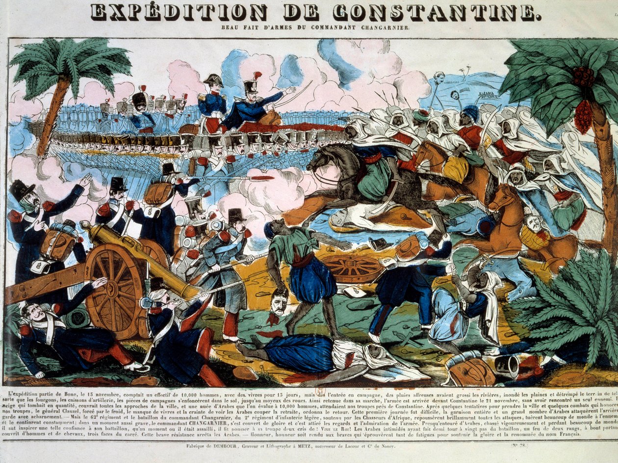 Eroberung Algeriens: „Expedition nach Constantine im November 1837“ Gravur des 19. Jahrhunderts Private Sammlung von French School