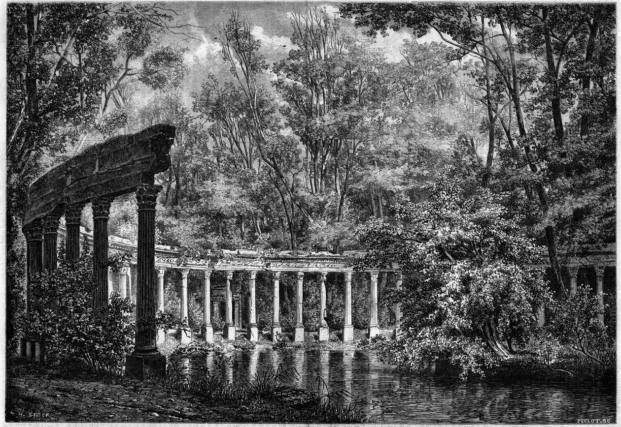 Korinthische Kolonnade um das ovale Becken im Parc de Monceau, Paris von French School