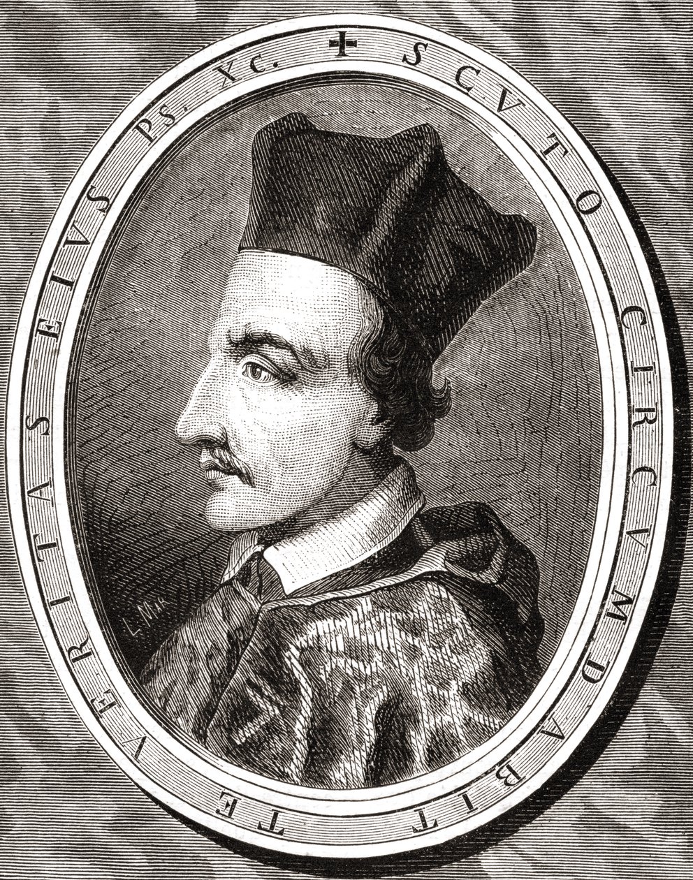 Cornelius Jansen, Bischof von Ypern, graviert von Pannemaker nach Latenacci, aus 