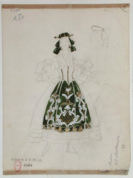 Kostümentwurf für die Oper Cavalleria Rusticana von Pietro Mascagni (1863-1945) von French School