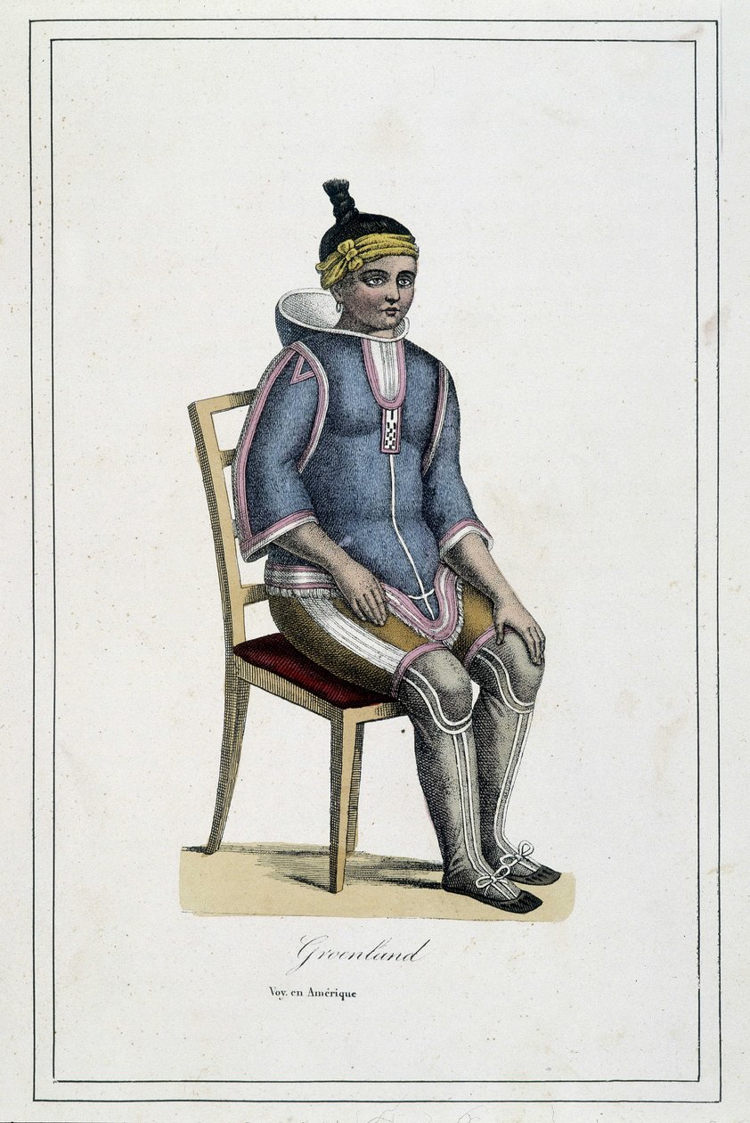 Kostüm von Grönland - in „Album des voyages, les peuples de la terre“ von Abbé Paul Jouhanneaud, Librairie des Bons Livres, Limoges von French School