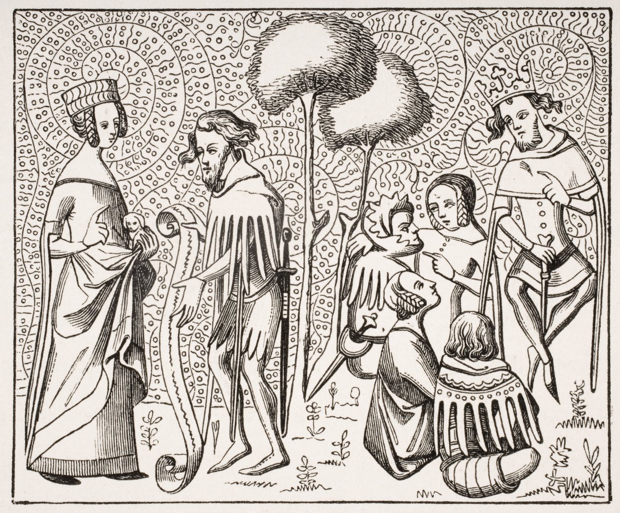 Hof der Liebe in der Provence, nach einem Manuskript aus dem 14. Jahrhundert, aus Le Moyen Age et La Renaissance von Paul Lacroix (1806-84) veröffentlicht 1847 von French School