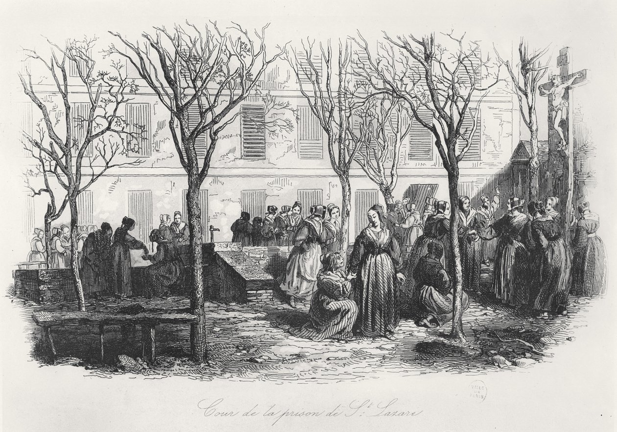 Hof des Pariser St. Lazare-Gefängnisses, ca. 1840 von French School