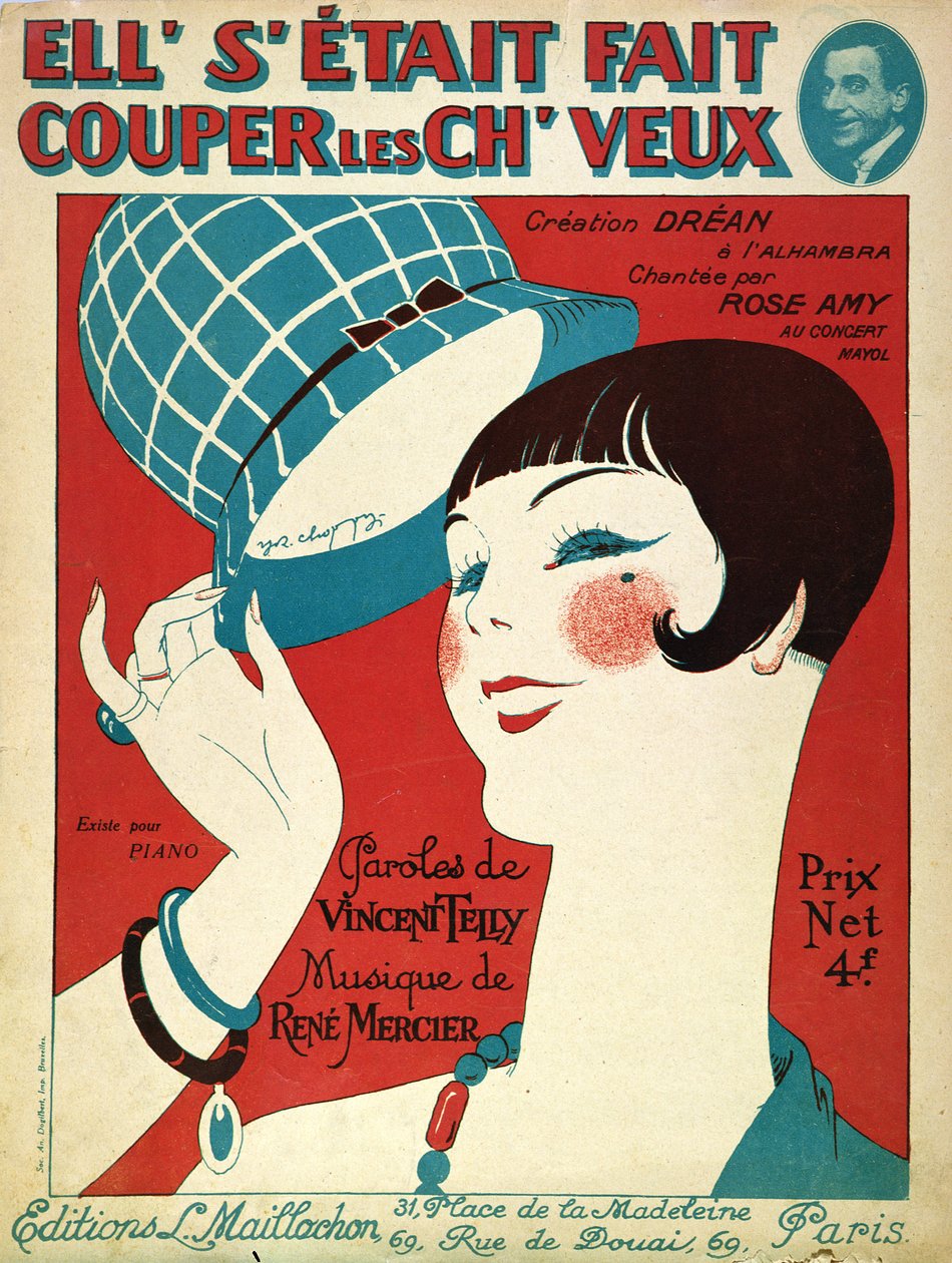 Cover für die Partitur, Sie ließ sich die Haare schneiden, 1924 von French School