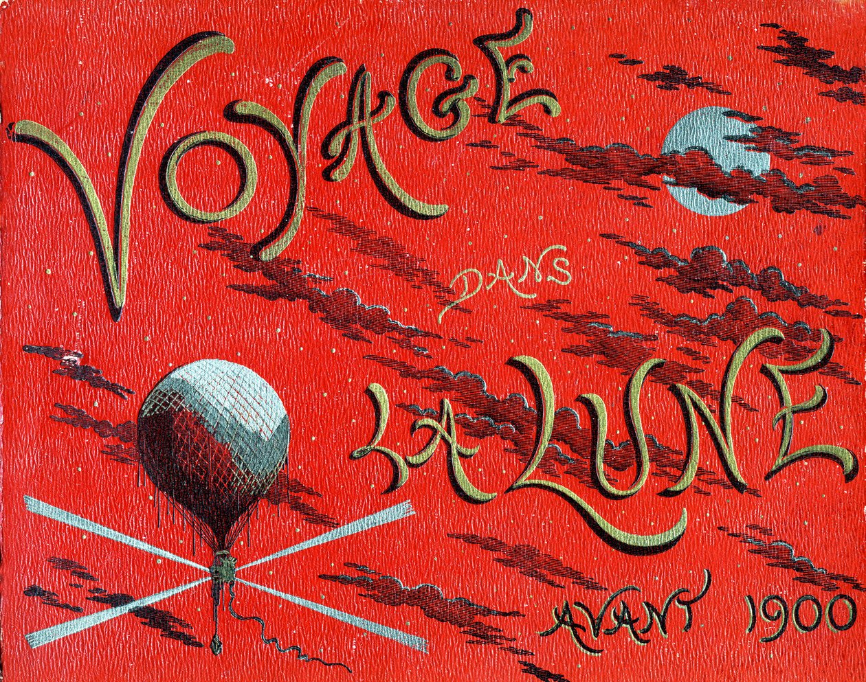 Titelblatt des Buches „Reise zum Mond vor 1900“ von A. de Ville-d