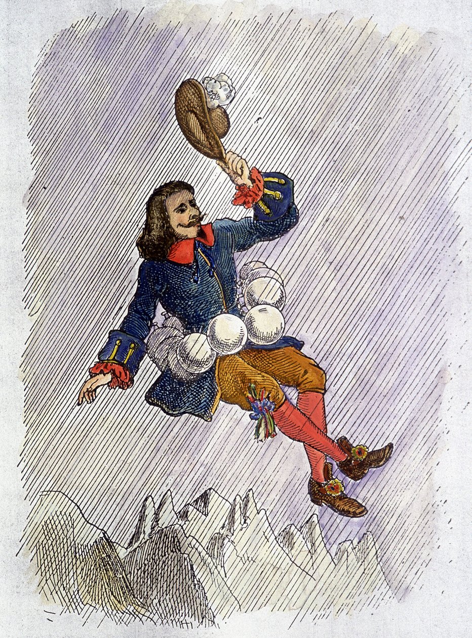 Cyrano de Bergerac abgelehnt durch seine Phiolen, Illustration des Romans von Cyrano de Bergerac: „L