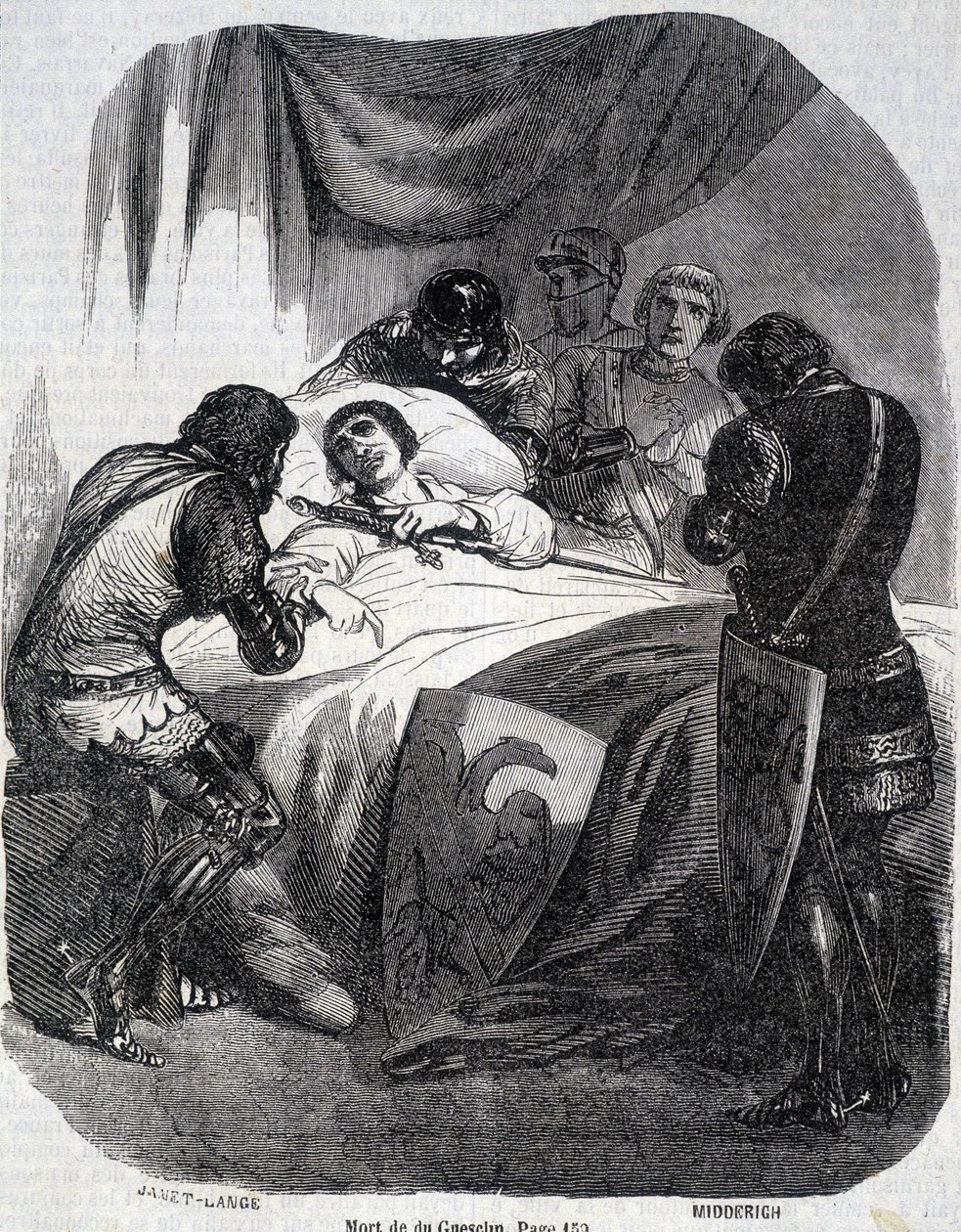 Tod von Du Guesclin im Jahr 1380 - in Histoire de France von L.-P. Anquetil von French School