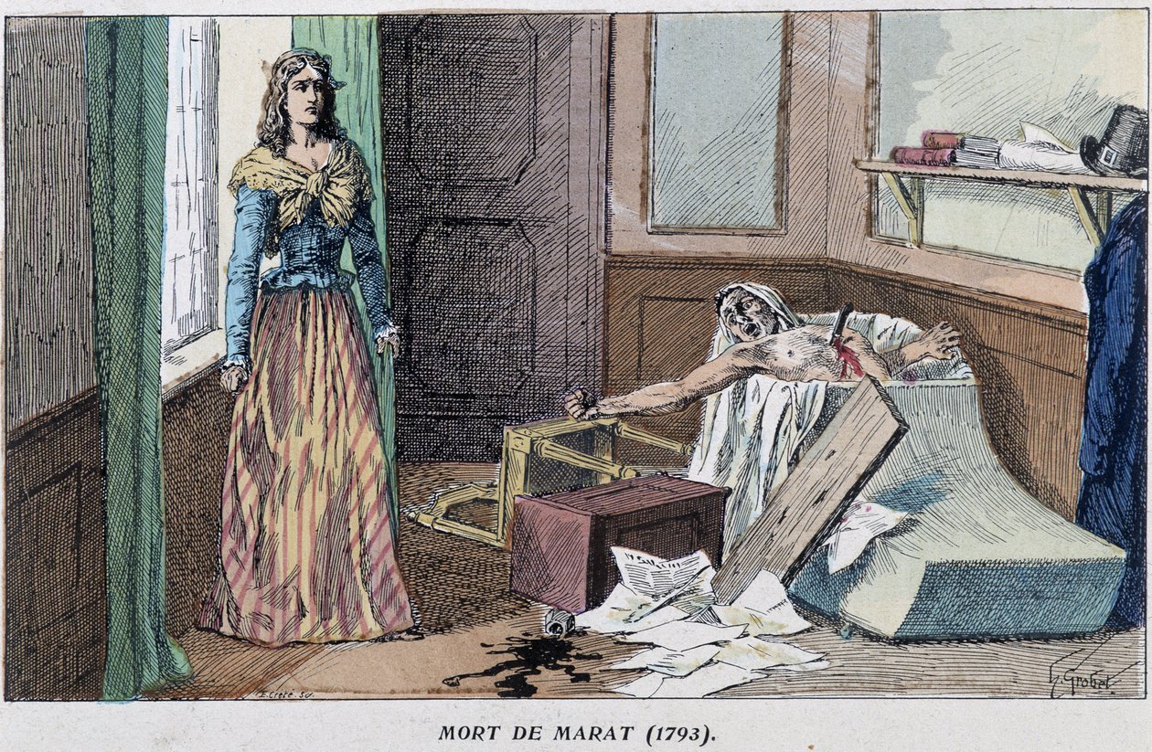 Tod von Marat im Jahr 1793 von French School