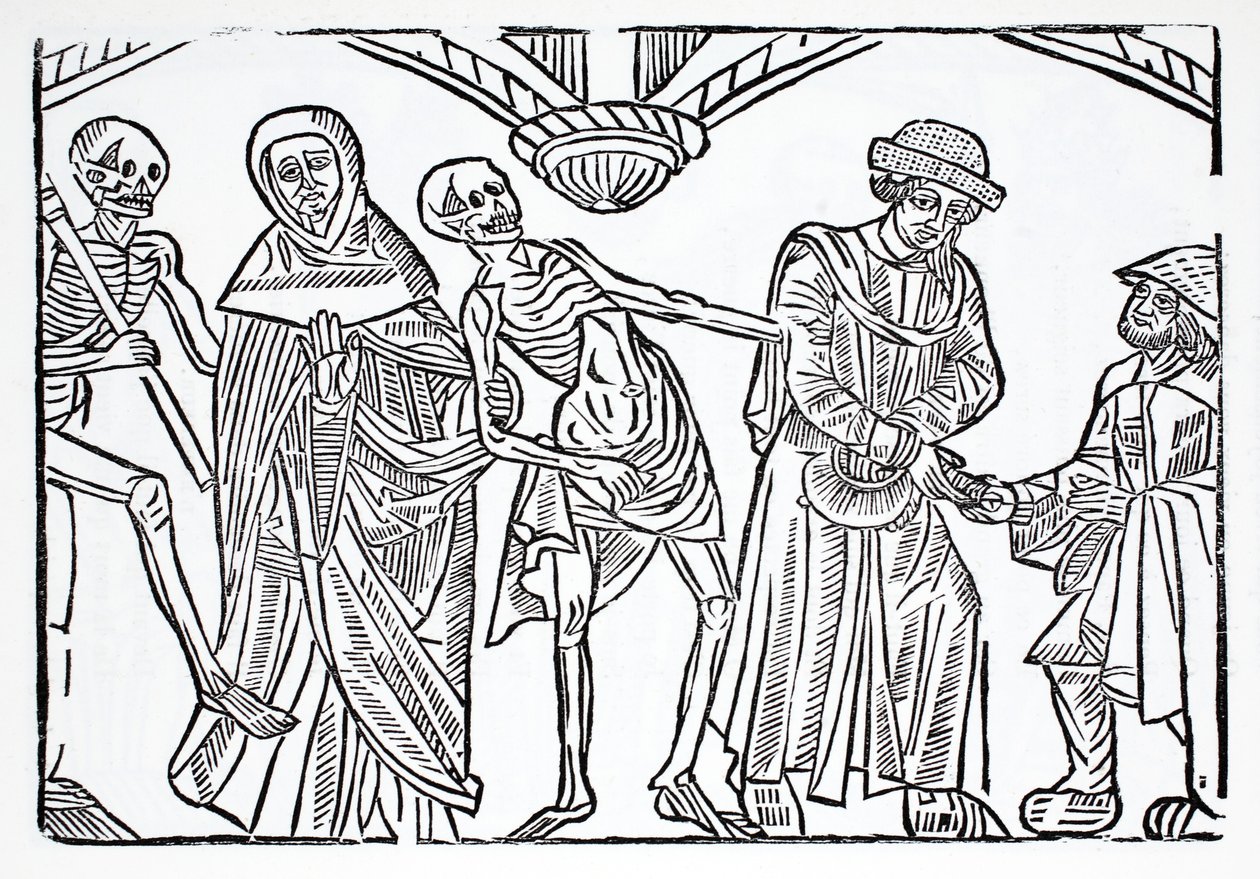 Der Tod mit einem Mönch und einem Wucherer von French School