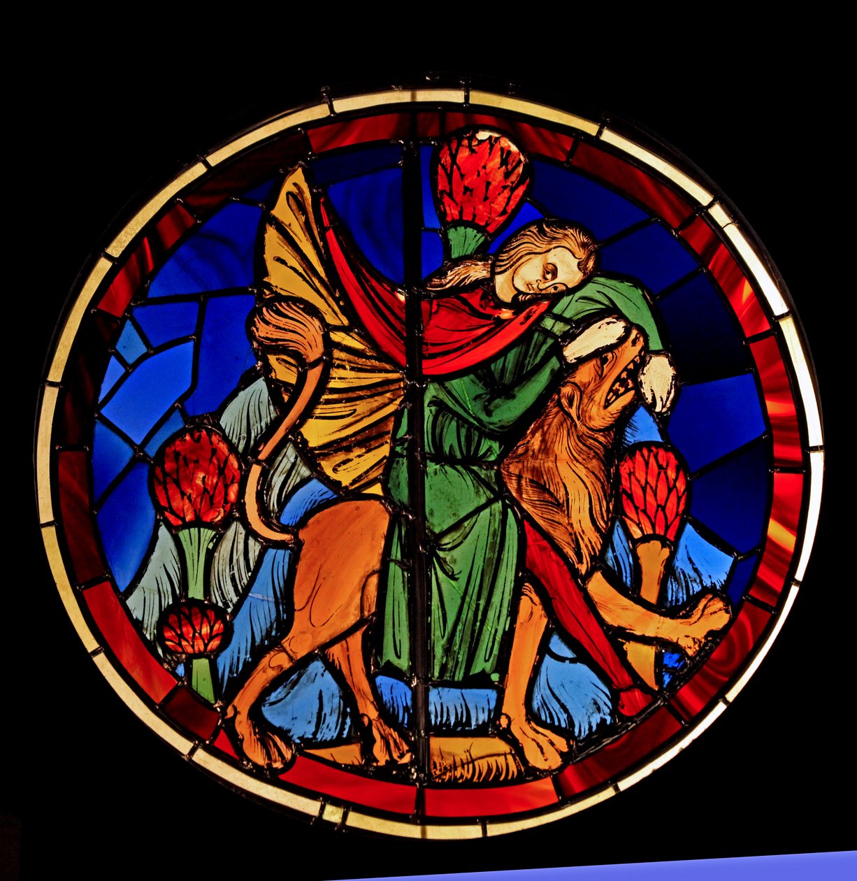 Darstellung von Samson und dem Löwen, aus der Ste Chapelle, Bay K von French School