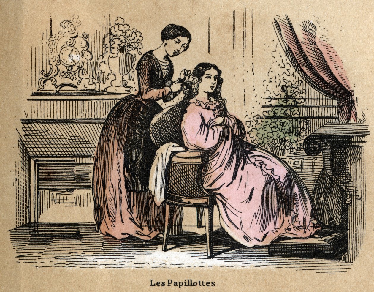 Beschreibung der verschiedenen Produkte und Verwendungen von Papier: Folien, Papierstücke, die von Friseuren verwendet werden, um Haare zu trennen. (Le papier et ses produits) von French School