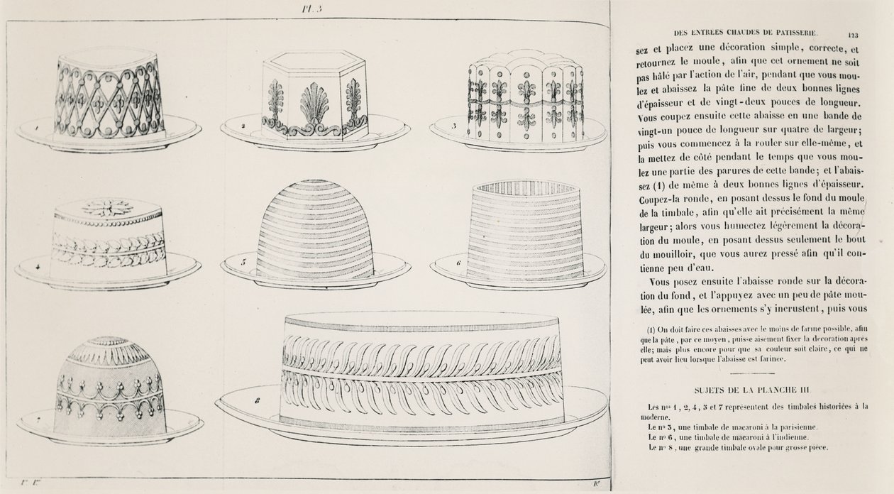 Entwürfe für Timbale de Macaroni von Antonin Carême (Stich) von French School