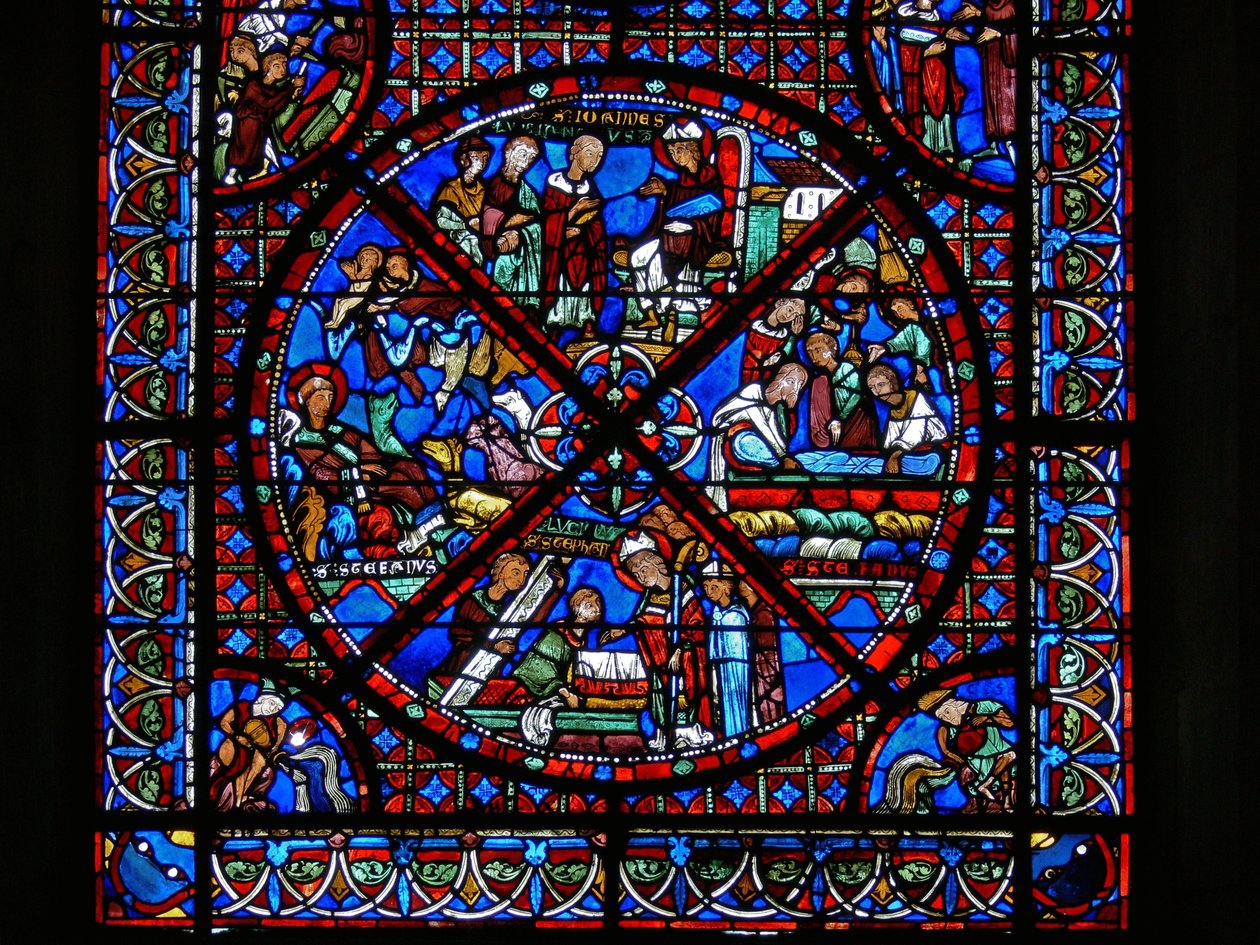 Detail eines Fensters, das Szenen aus dem Leben des hl. Stephanus darstellt (Detail) von French School