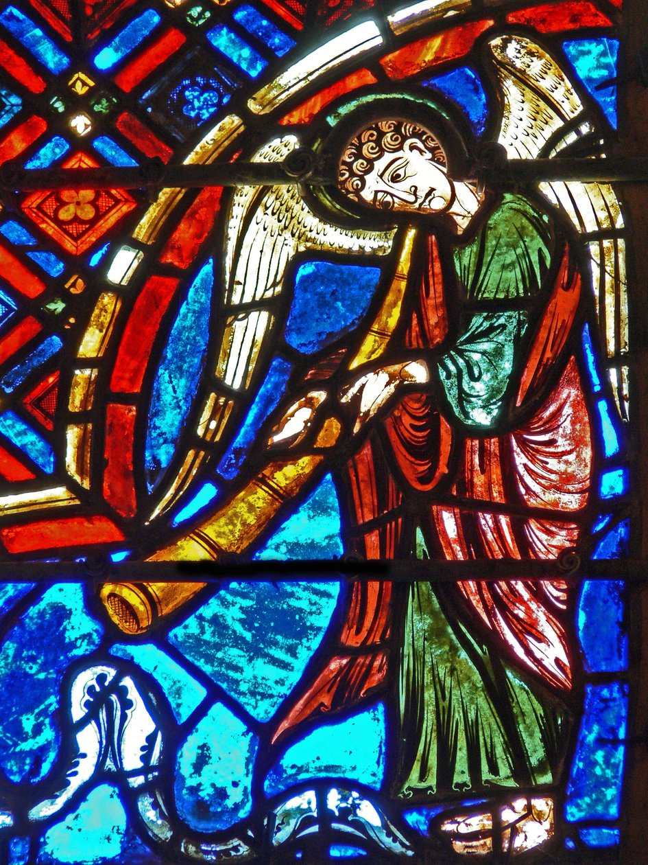 Detail eines Fensters, das das Jüngste Gericht darstellt von French School