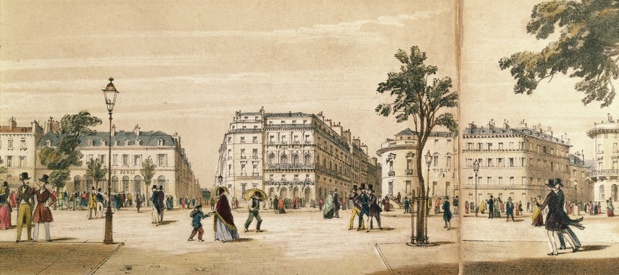 Detail eines Panoramas des Boulevard des Italiens, ca. 1840 von French School