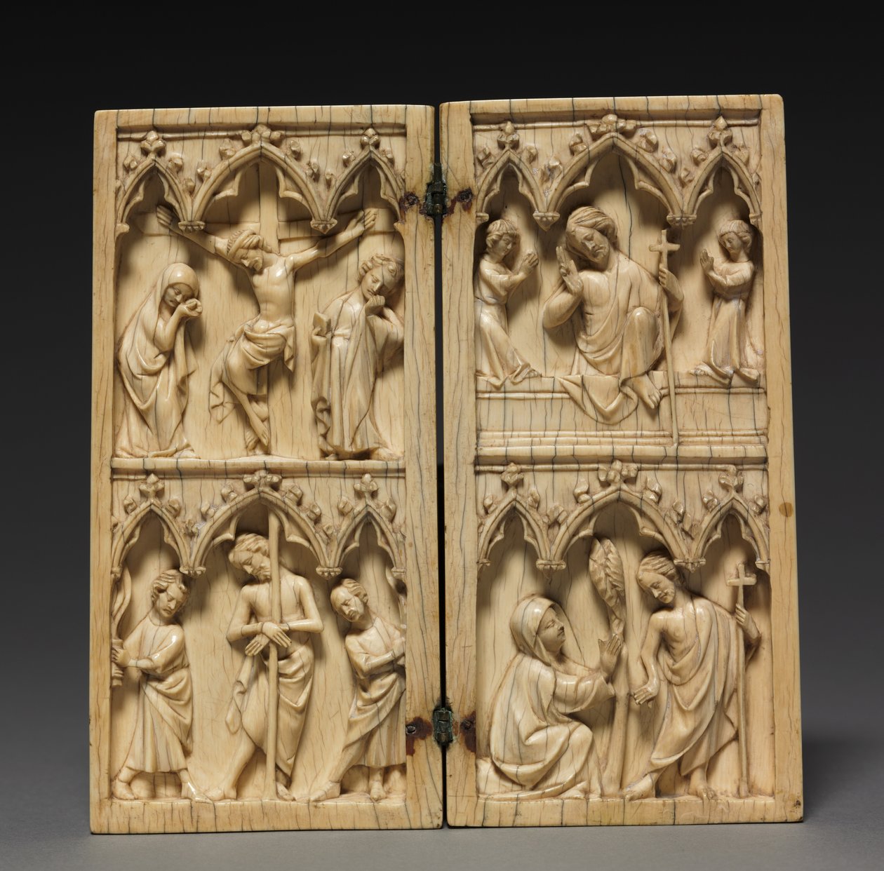 Diptychon: Szenen aus der Passion und dem Jenseits Christi, ca. 1330-1350 von French School