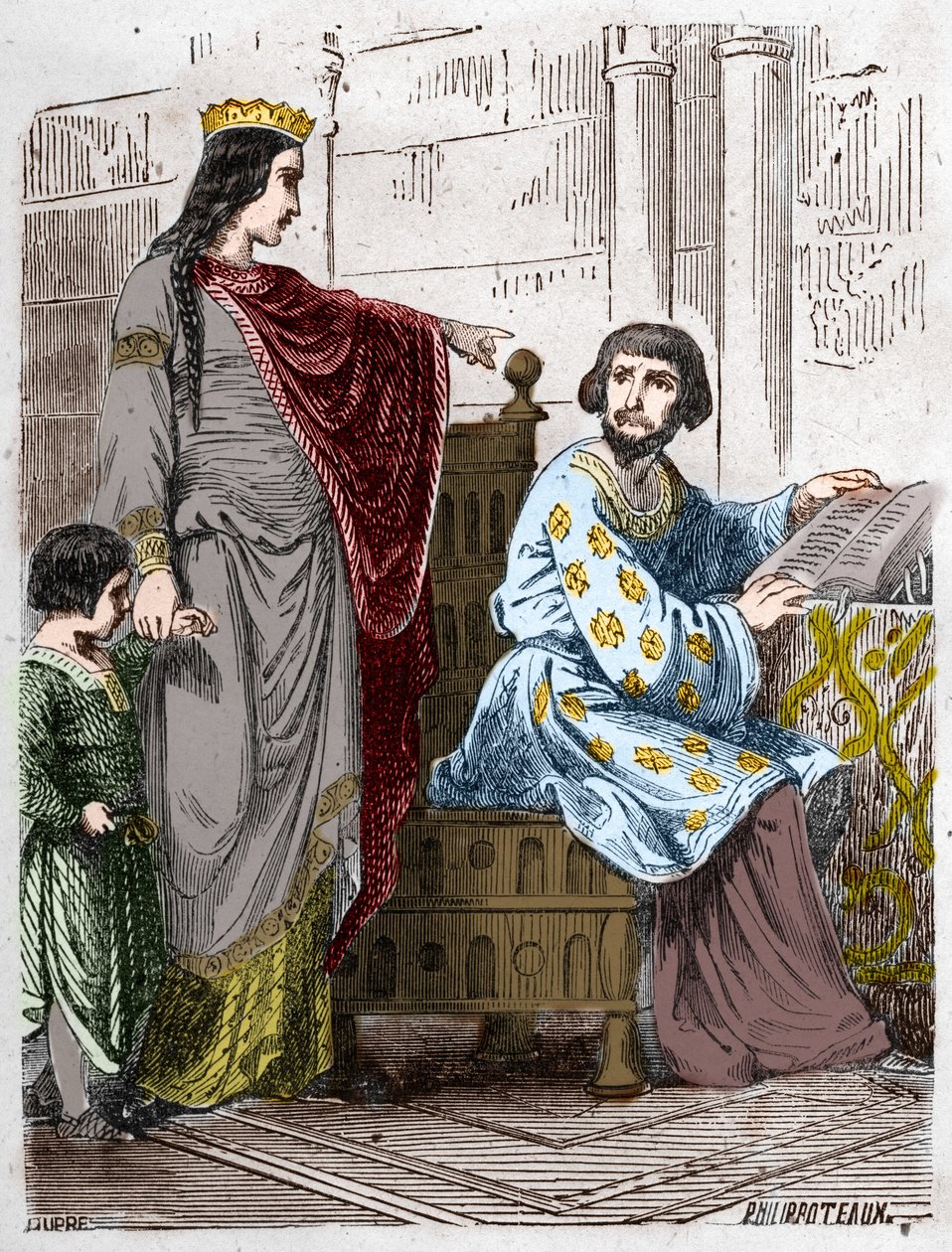 Dynastie der Kapetinger: Konstanze von Arles, Königin von Frankreich, mit Robert II. dem Frommen. von French School