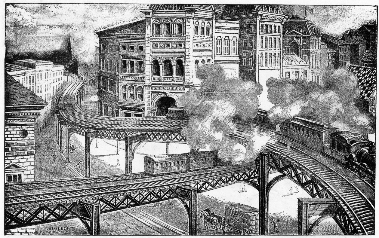 Hochbahnen von New York, 1893 von French School