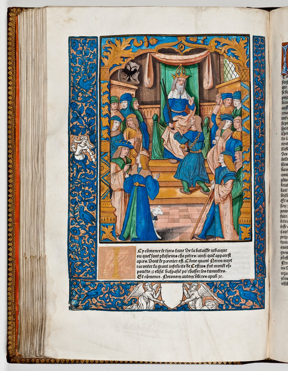 Kaiser Nero ist alarmiert über die Nachrichten in Judäa, 67 n. Chr. (handkolorierter Druck) von French School