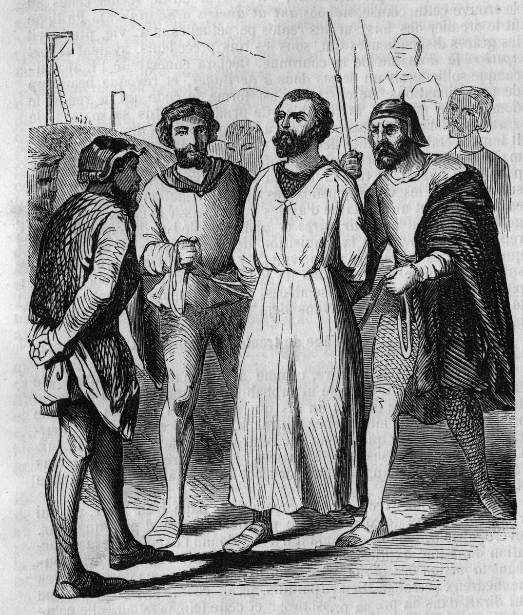 Enguerrand de Marigny, Kämmerer und Minister von König Philipp IV. dem Schönen, auf dem Weg zur Folter im Jahr 1315. Gravur des 19. Jahrhunderts. von French School