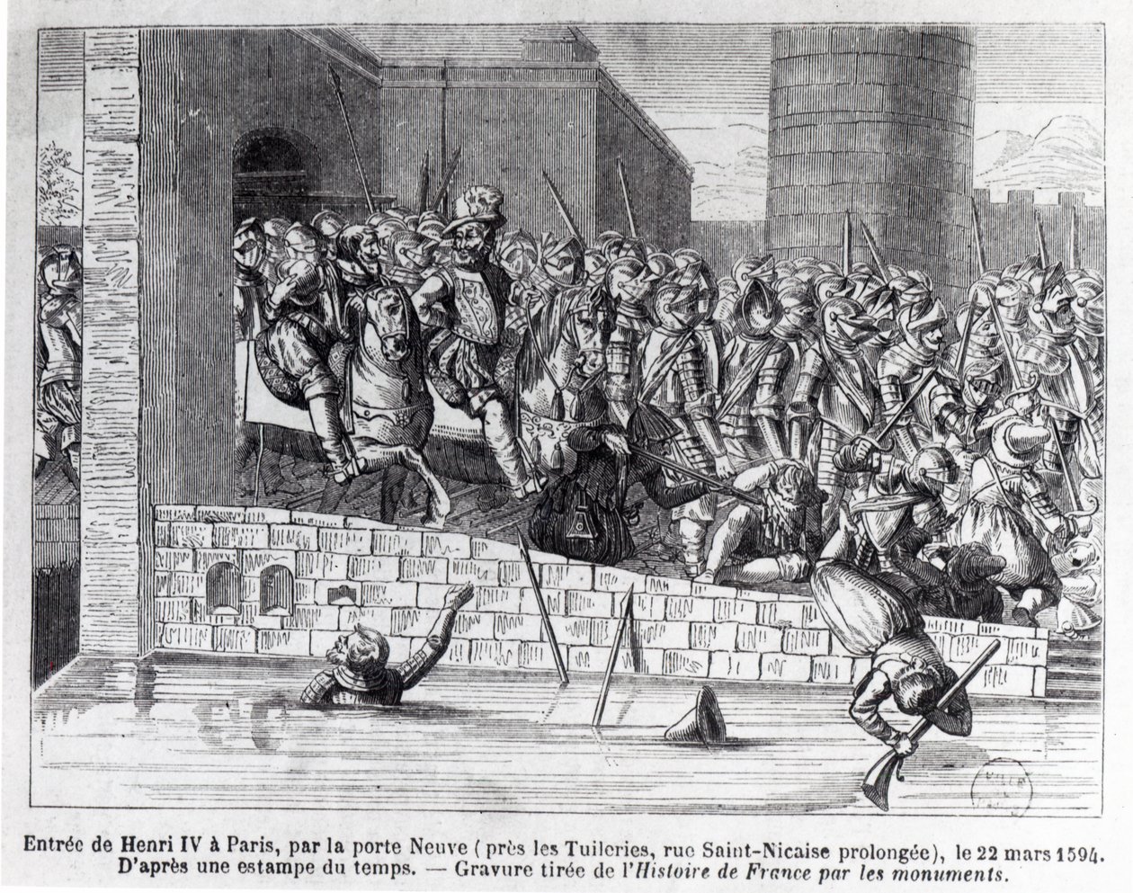 Einzug von Heinrich IV. (1553-1610) in Paris, 22. März 1594 (Gravur) von French School
