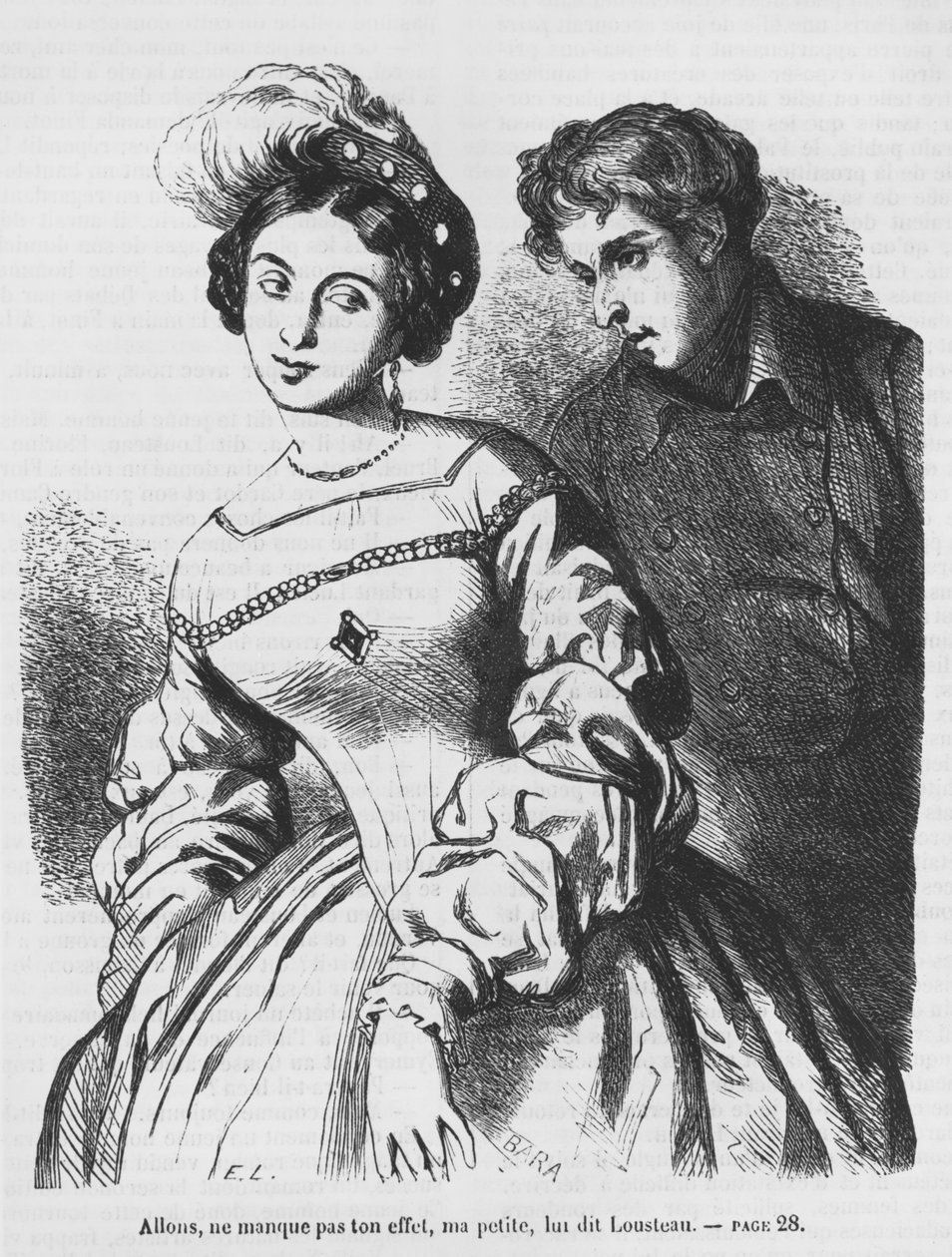 Etienne Lousteau spricht mit einer Schauspielerin, Illustration aus 