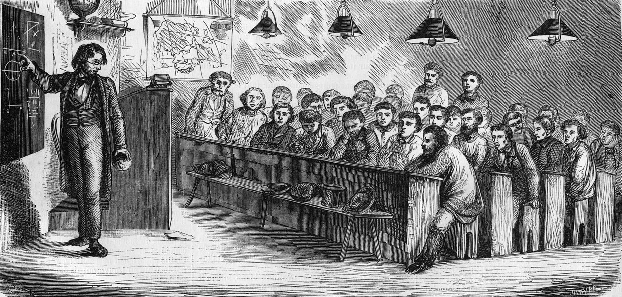 Abendkurs an einer öffentlichen Abendschule in Paris im Jahr 1858 von French School