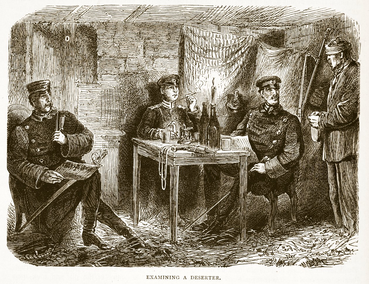 Untersuchung eines Deserteurs, Illustration aus Cassells Geschichte des Krieges zwischen Frankreich und Deutschland, 1870-1871 von French School