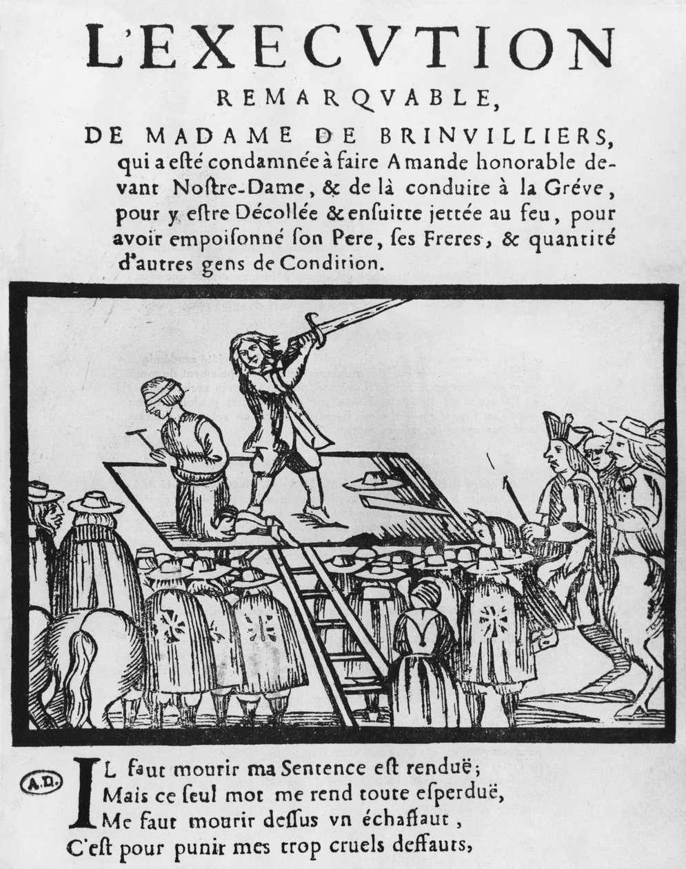 Hinrichtung der Marquise de Brinvilliers, 1676 von French School
