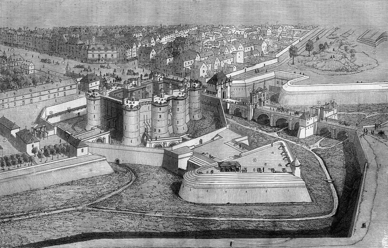Außenansicht der Bastille in Paris im Jahr 1650 von French School
